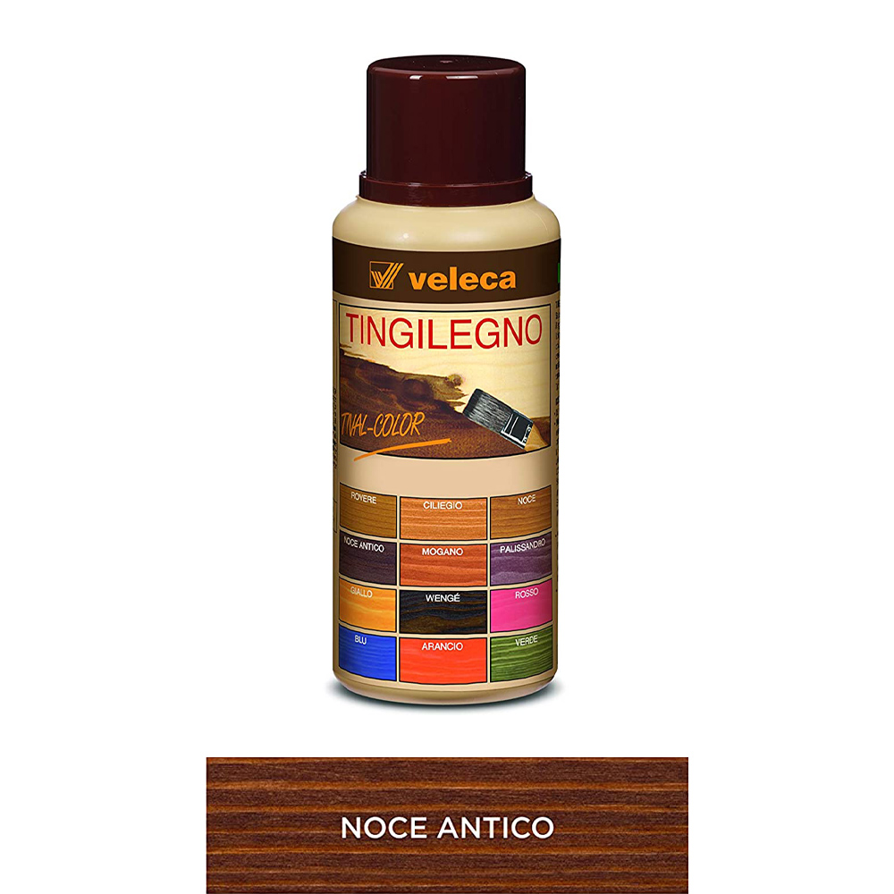 Colorante legno ad acqua tingilegno tival color 250 ml veleca - noce antico.