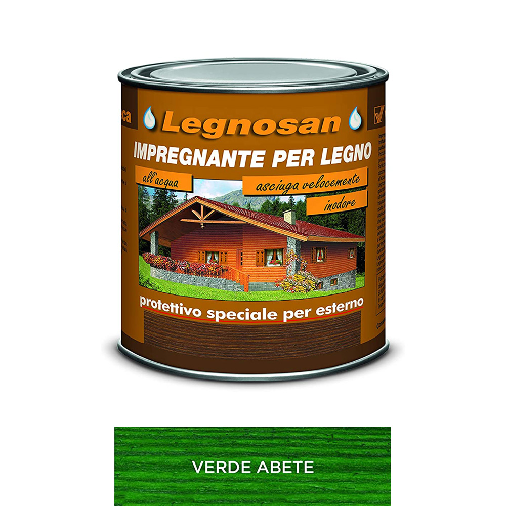 Impregnante all'acqua per legno esterno legnosan 750 ml veleca - verde abete.