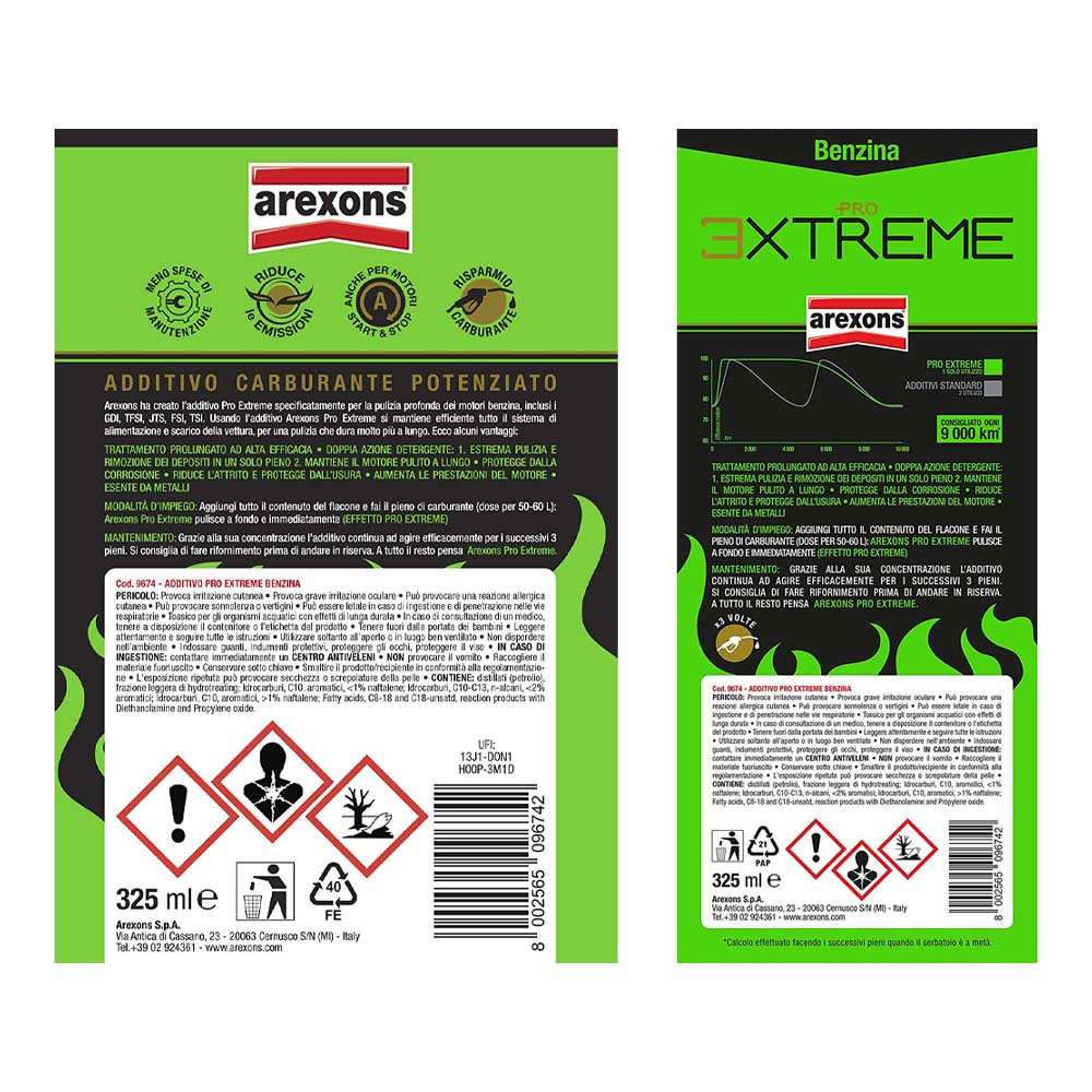 Additivo Pro-Extreme Benzina AREXONS 325 ml - Tripla Concentrazione