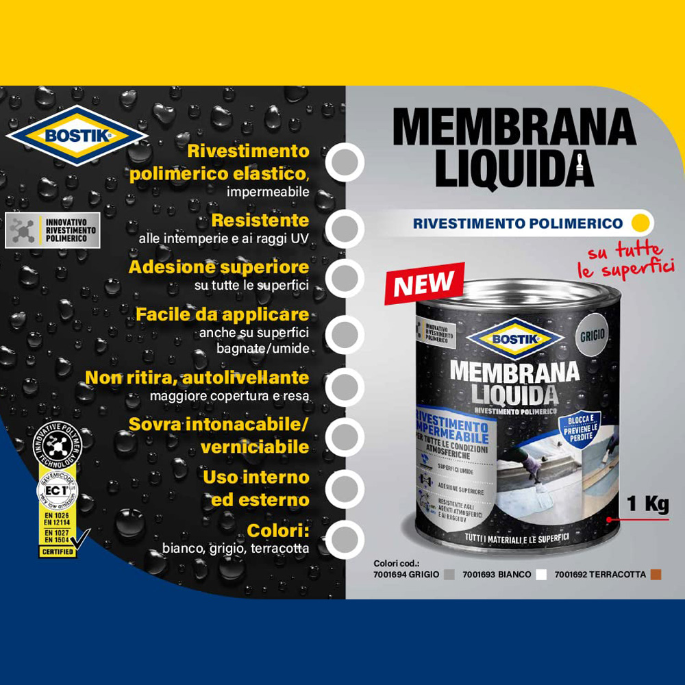 Membrana Liquida Rivestimento Polimerico 1 Kg BOSTIK - Grigio
