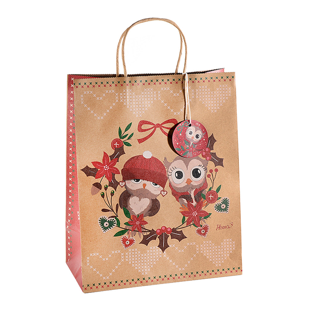 Sacchetto in carta natalizia winter love fercolor - 27x14x33h cm.
