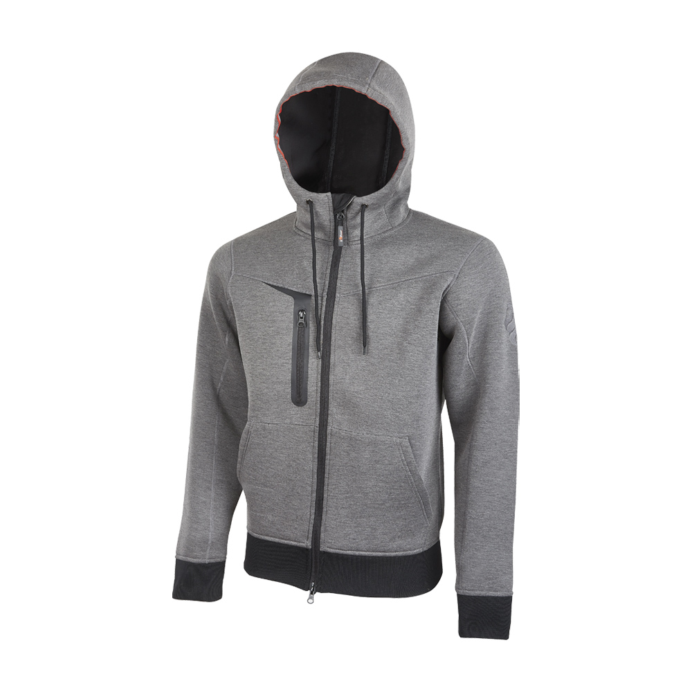 Felpa full zip con cappuccio performance tasty grey meteorite u-power - taglia s.