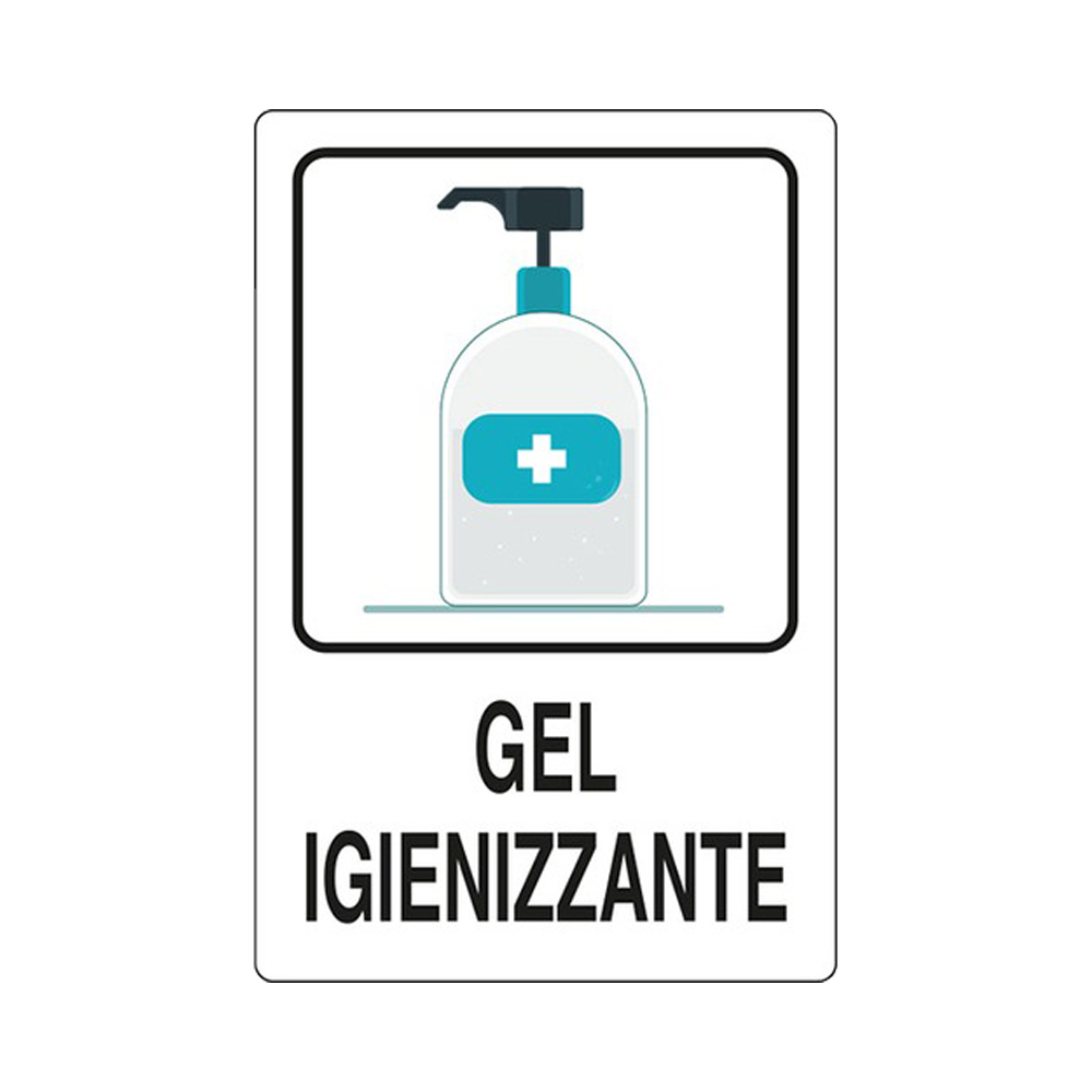 Cartello in Alluminio 12x18 cm - GEL IGIENIZZANTE PER MANI