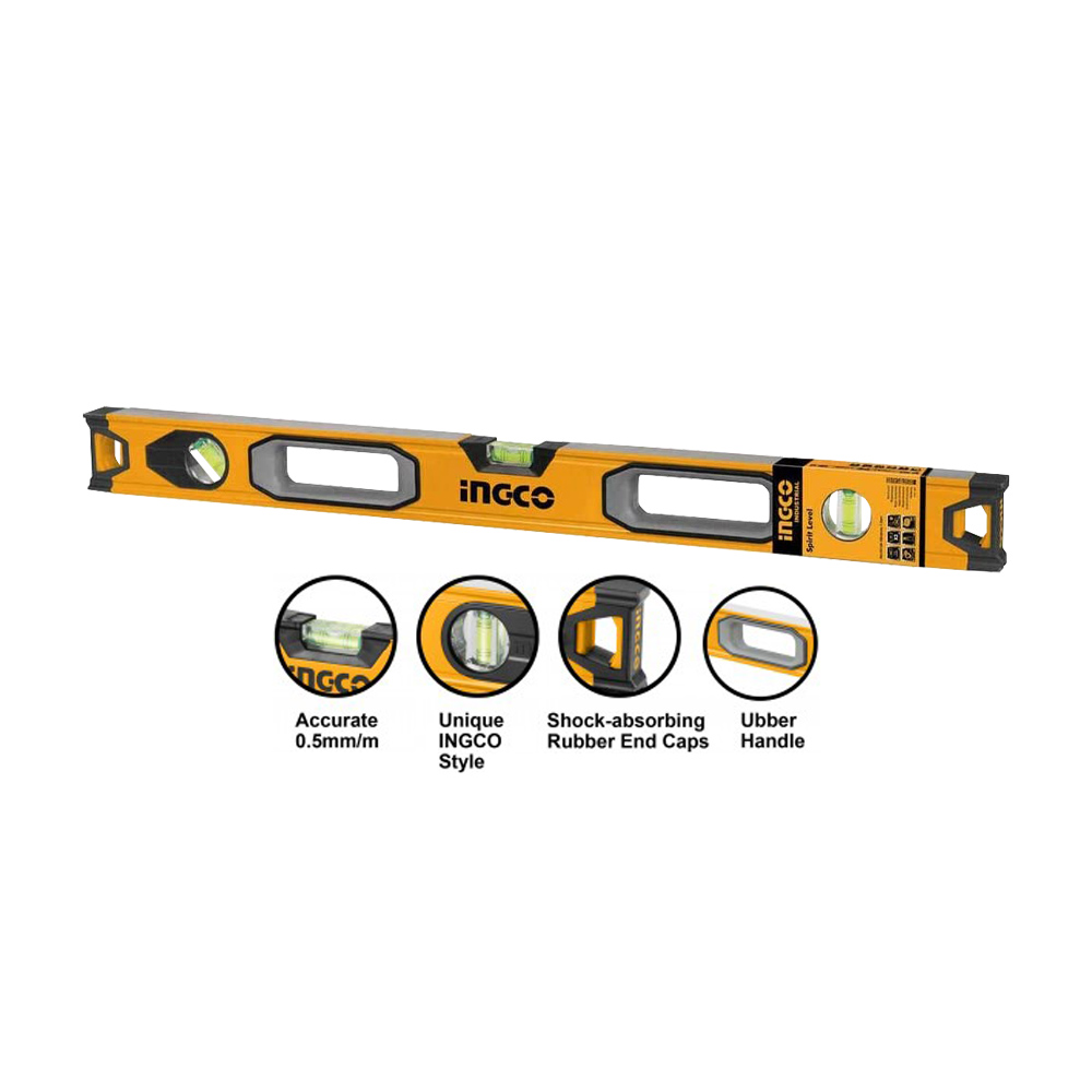 Livella 3 Bolle in Alluminio 100 cm INGCO - Precisione 0.5 mm/mt