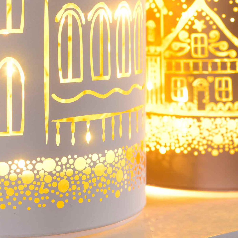 Lampade Natalizie Cilindriche in Vetro Chiaro con LED FERCOLOR - Set 4 Pezzi