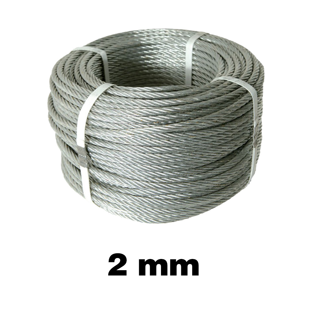 Cavetto acciaio 2 mm ferwork 100 mt.