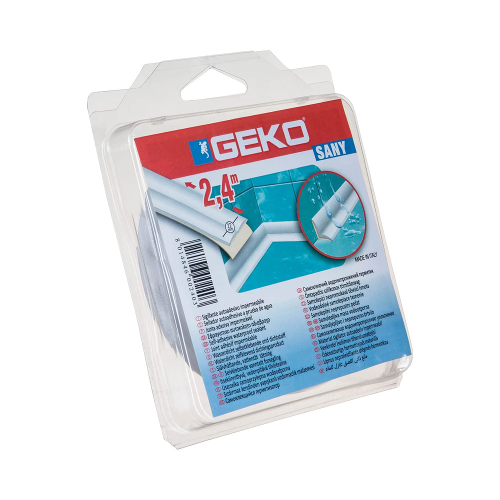 Nastro sigillante per sanitari 22 mm x 2,4 mt geko sany - bianco.