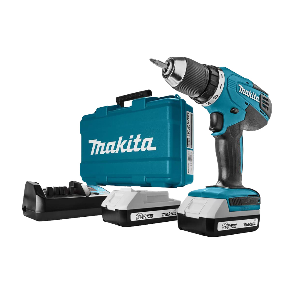 Trapano a batteria 18v con percussione makita hp488d006 con 2 batterie 2.0 ah.