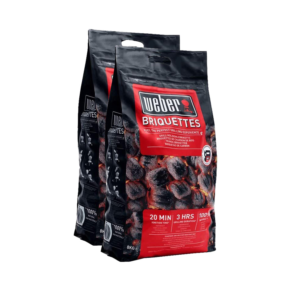 X2 carboni minerali in bricchetti weber - 2 sacchette da 8 kg.