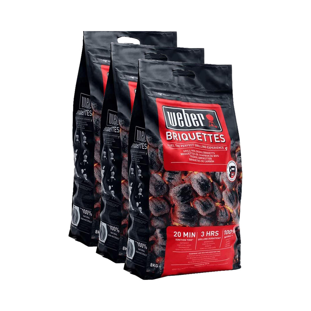 X3 carboni minerali in bricchetti weber - 3 sacchette da 8 kg.
