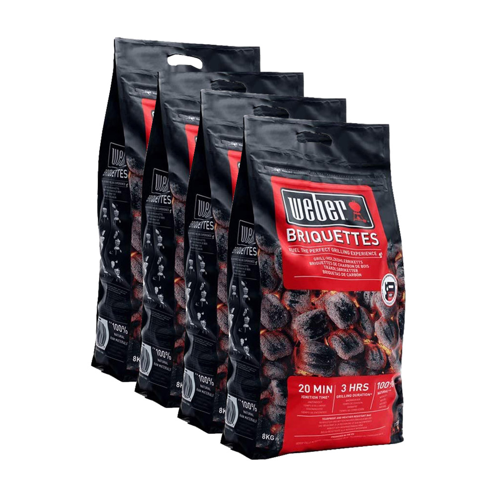 X4 carboni minerali in bricchetti weber - 4 sacchette da 8 kg.