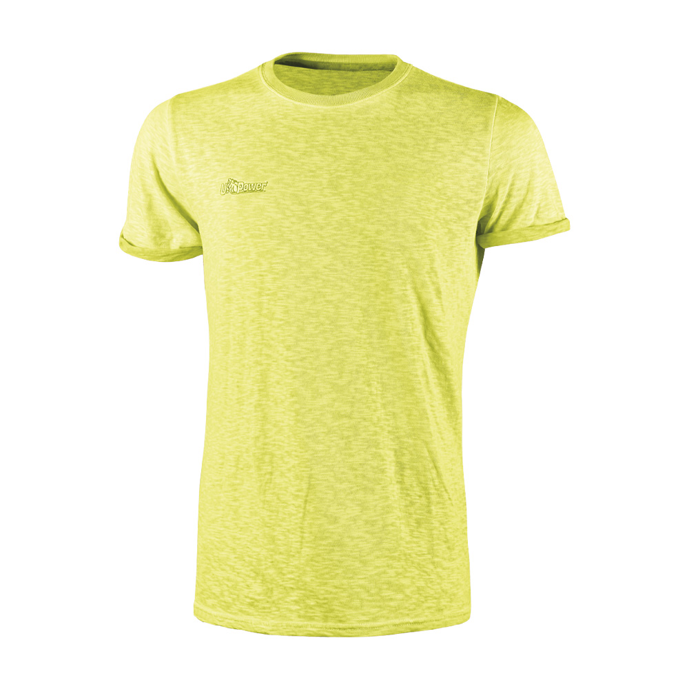T-shirt cotone fiammato enjoy fluo yellow u-power - taglia l.
