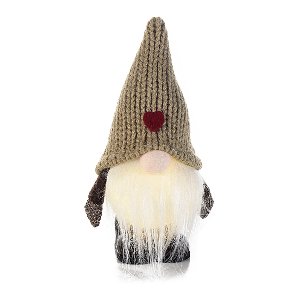 Babbo natale peluche da appoggio 16,5h cm fercolor - con barba lunga e corpo led.