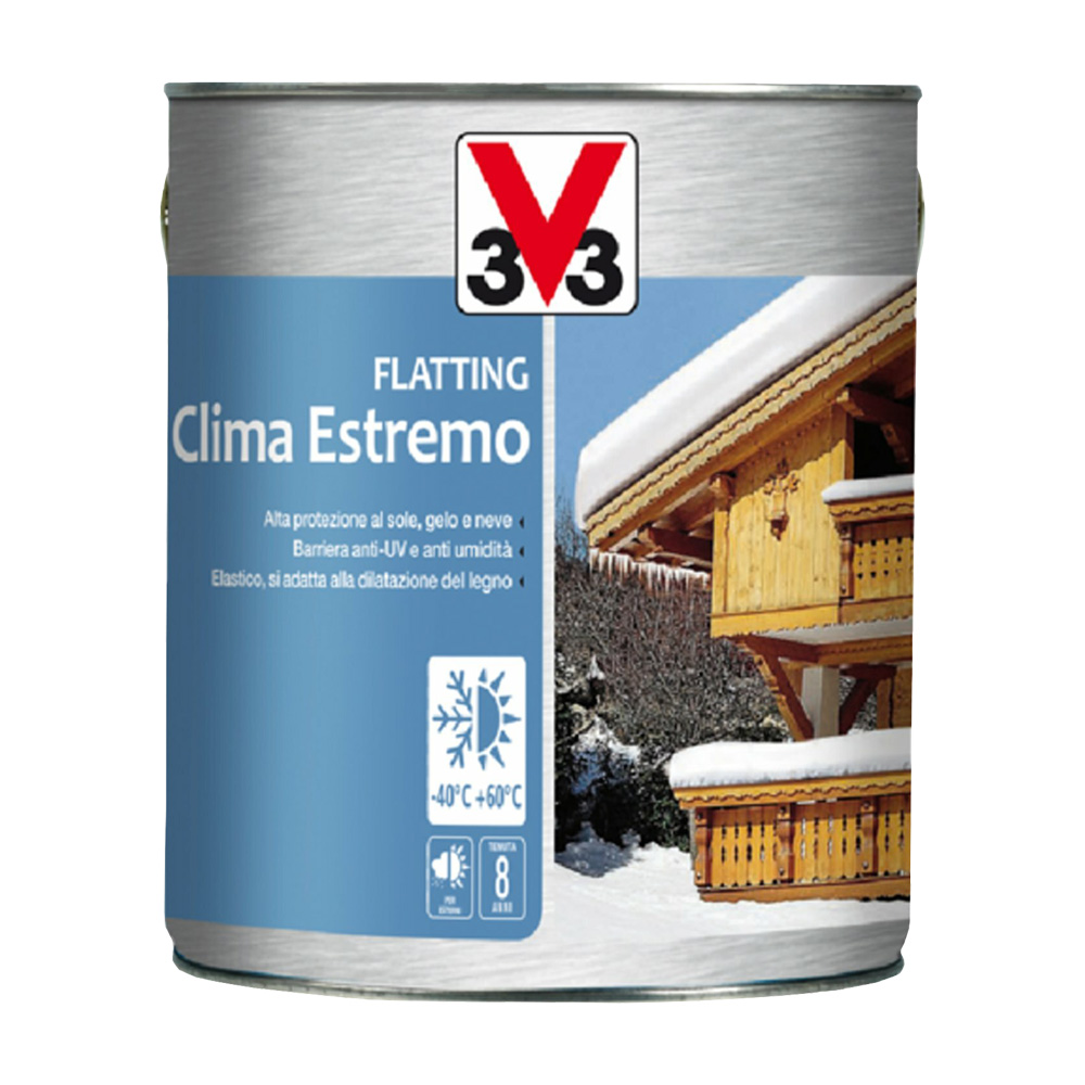 Vernice flatting clima estremo per legno esterno 750 ml v33 - incolore brillante.