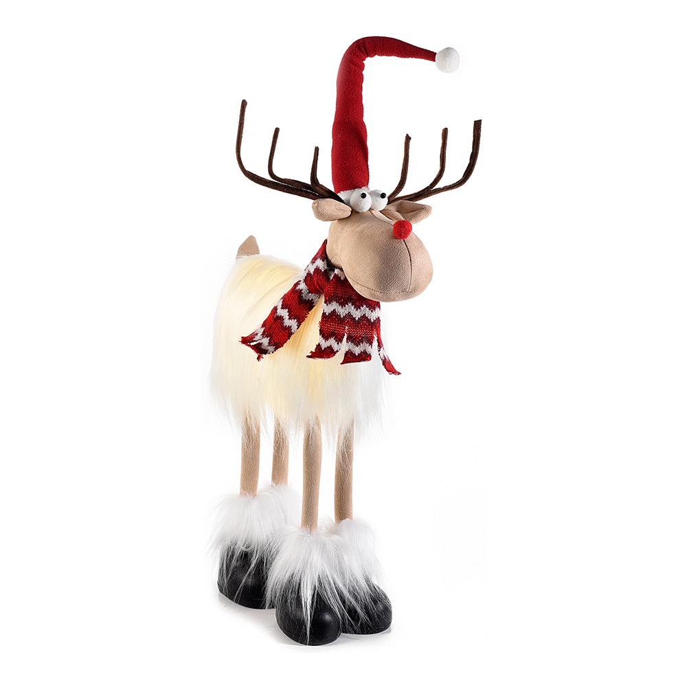 Renna con corpo luminoso led, sciarpa e cappello fercolor - 34x13x78h cm.