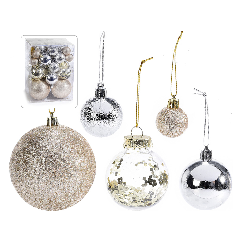 Set Palline per Alberi ed Addobbi Natalizi 50 pz FERCOLOR - 5 Misure Assortite