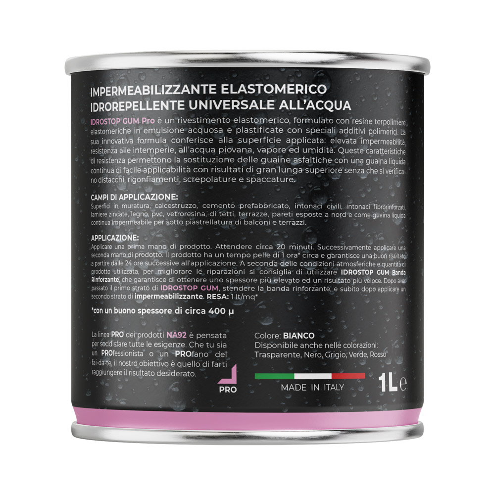 Guaina Gomma Elastomerica Idrorepellente IDROSTOPGUM NA92 LT.1 Bianca