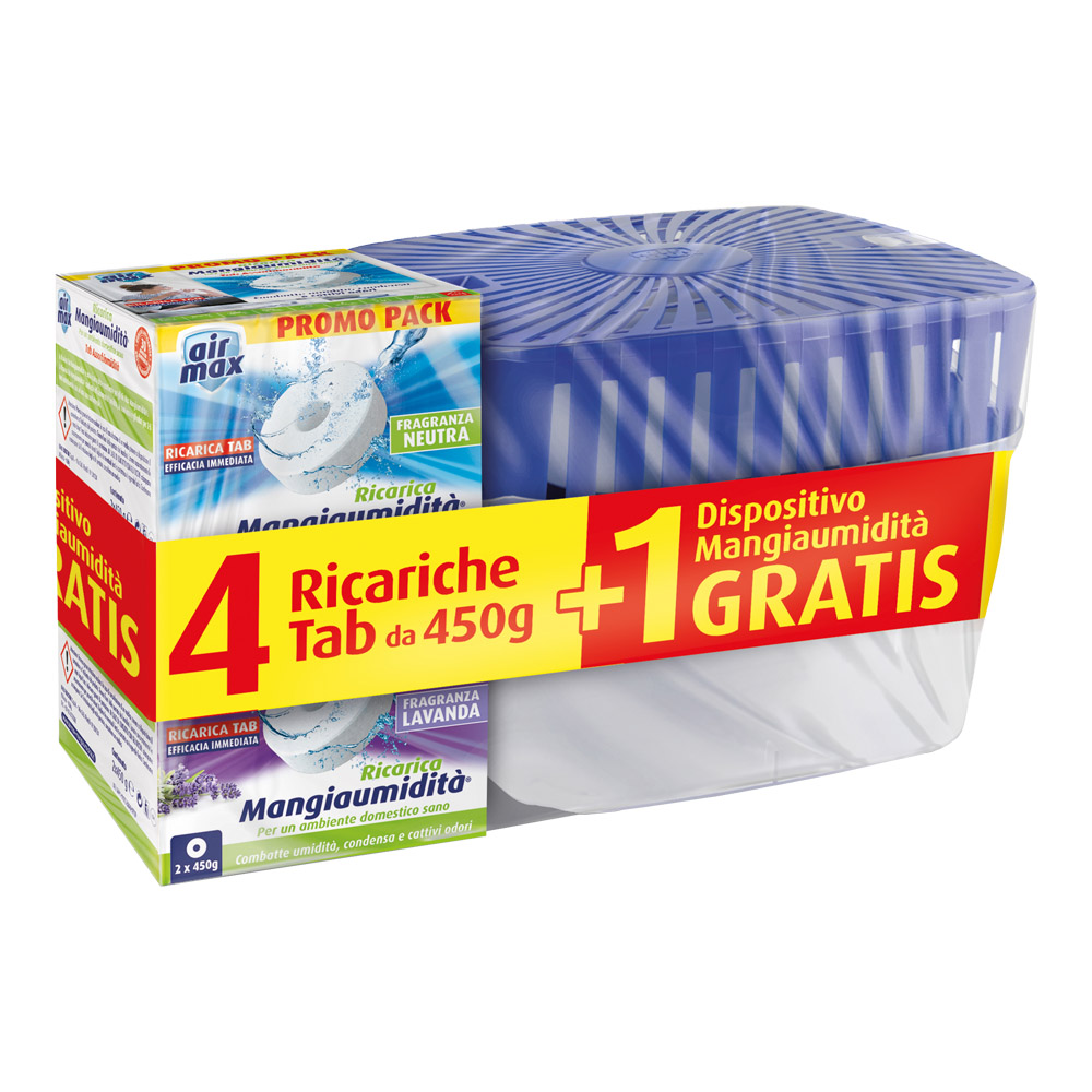 Dispositivo assorbiumidit� con 4x450gr tab miste air max - fragranze miste.
