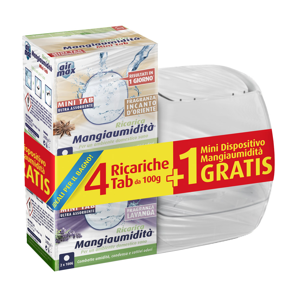 Mini-kit con dispositivo assorbiumidit� e 4x100 tab air max - fragranze miste.