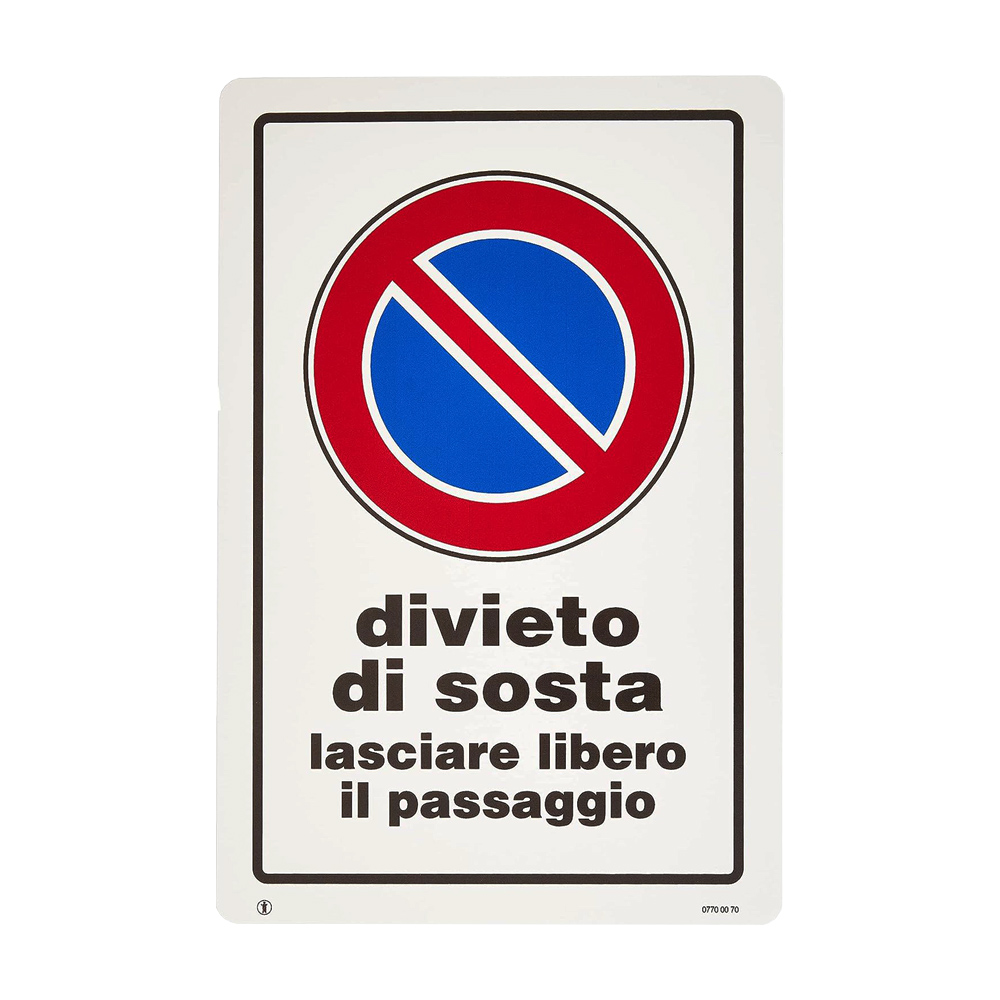 Cartello in pvc 30x20 cm - divieto di sosta lasciare libero il passaggio.
