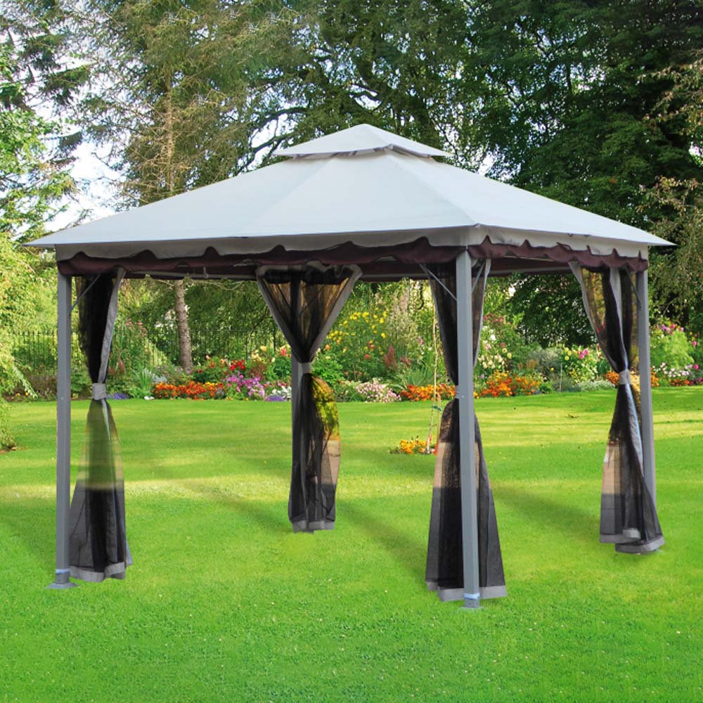 Gazebo in acciaio smeralda 300x300 cm ferliving con teli zanzariera.