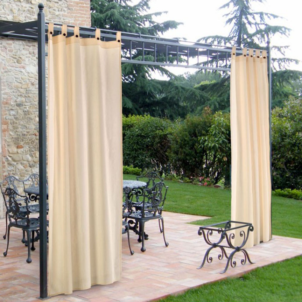 Tenda a bretelle in cotone per gazebi - colore ecru - ferliving 160x270h cm.