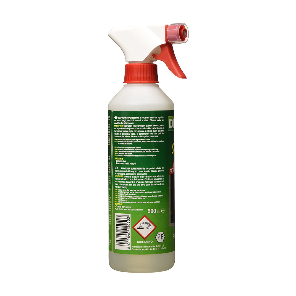 Rimuovi Fuliggine Supervetro 500 ml DIAVOLINA - per Vetri di Camini e Stufe