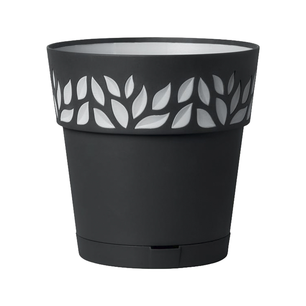 Vaso in pvc cloe tondo 25x25 cm stefanplast - grafite e grigio luce.