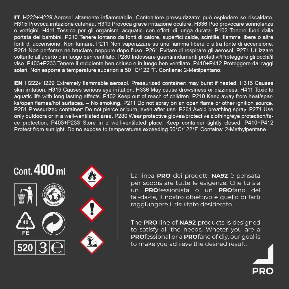 Grasso al Litio con Teflon NA92 LITIOPTFE 400 ml per Uso Professionale