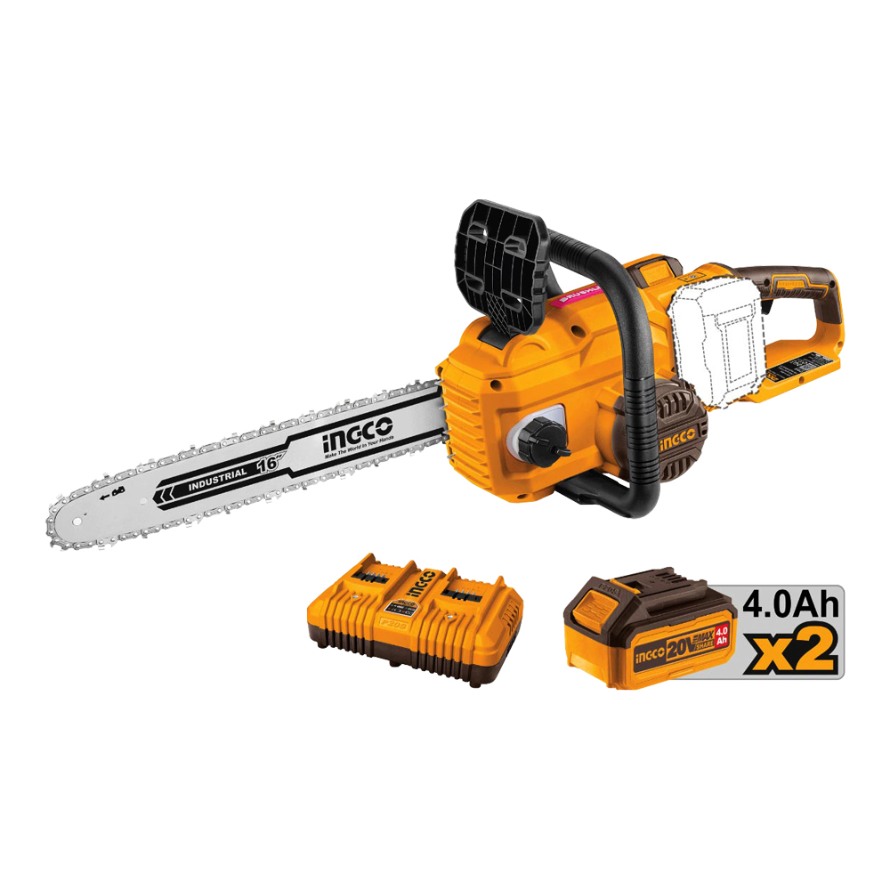 Elettrosega brushless 40v ingco - con 2 batterie 4.0ah e caricatore doppia porta.