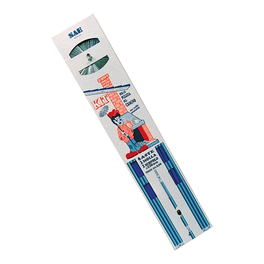 Kit Spazzacamino 8,6 mt - Scovolo 25 cm, Asta Flessibile 20 cm e 6 Aste 140 cm