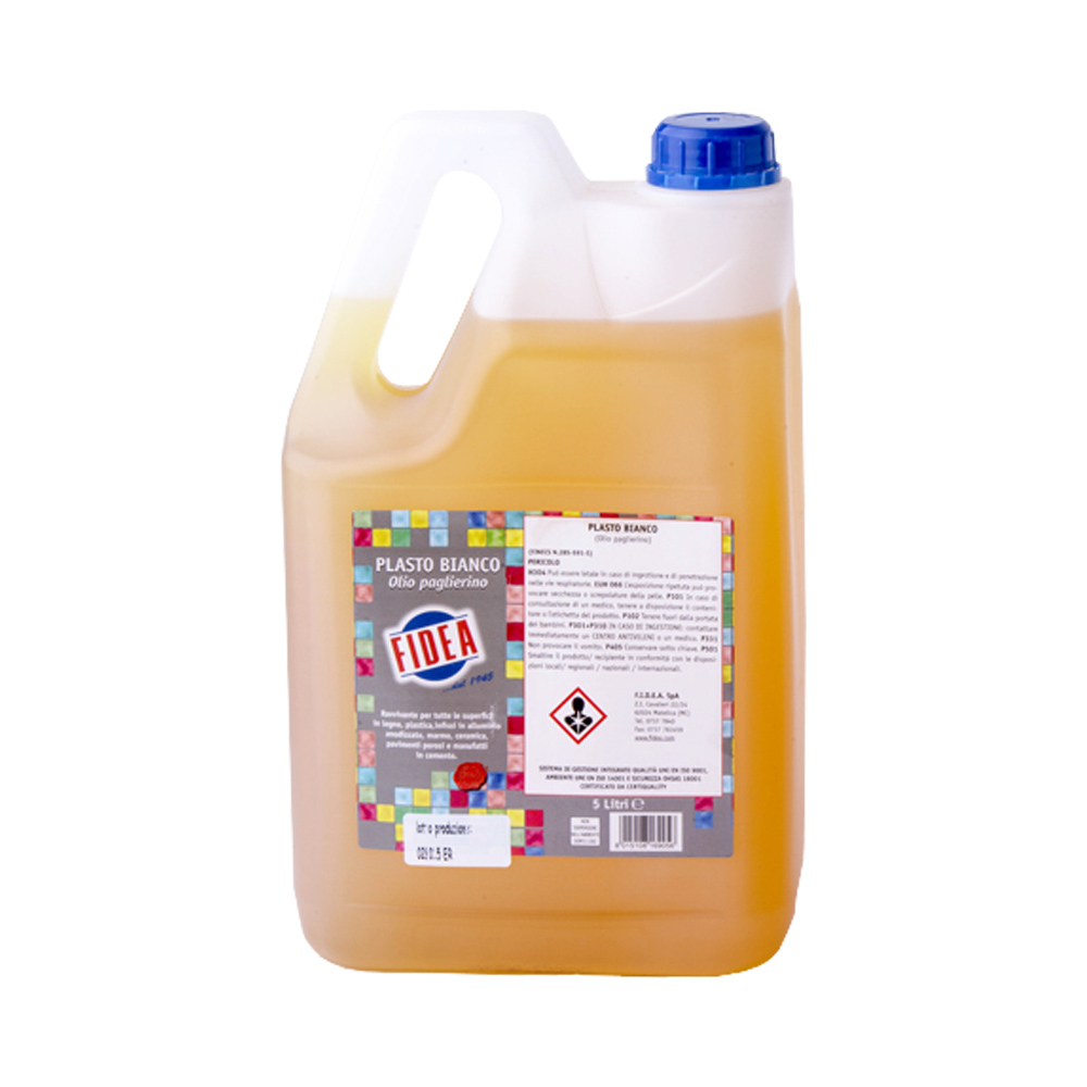 Olio paglierino plasto bianco 5 lt fidea - ravviva, nutre e protegge il legno.