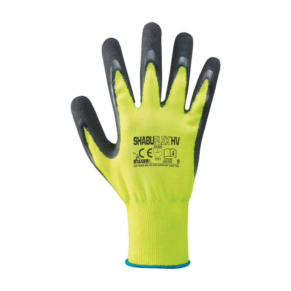 Guanti da Lavoro in Nylon e Lattice Giallo Fluo e Nero FERWORK - Taglia 10