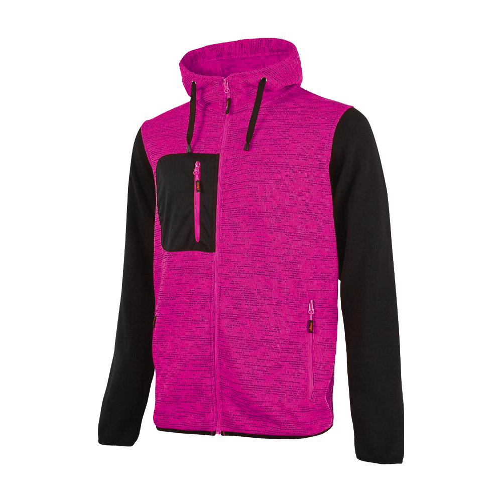 Felpa full zip con cappuccio enjoy rainbow lady black fucsia u-power - taglia l.