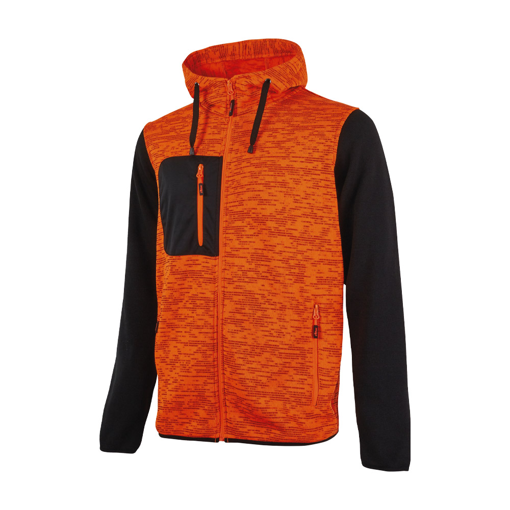 Felpa full zip con cappuccio enjoy rainbow orange fluo u-power - taglia m.