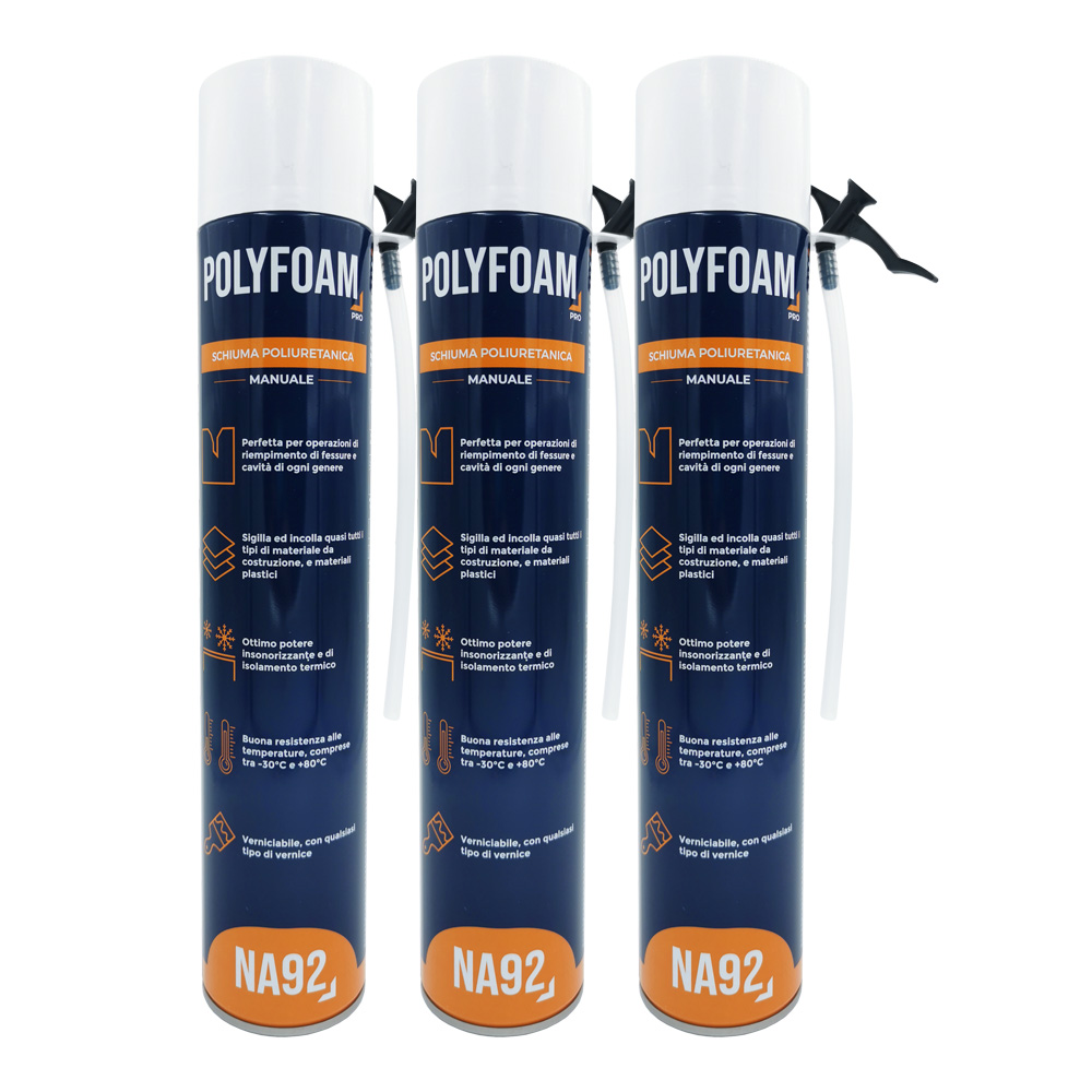 Schiuma poliuretanica manuale na92 polyfoam 750 ml - conf. 3 pezzi.