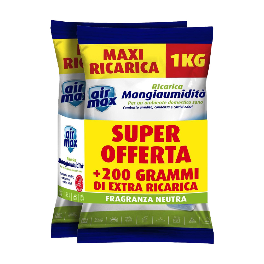 Ricarica sali assorbi umidit� fragranza neutra air max - formato da 2,2 kg .