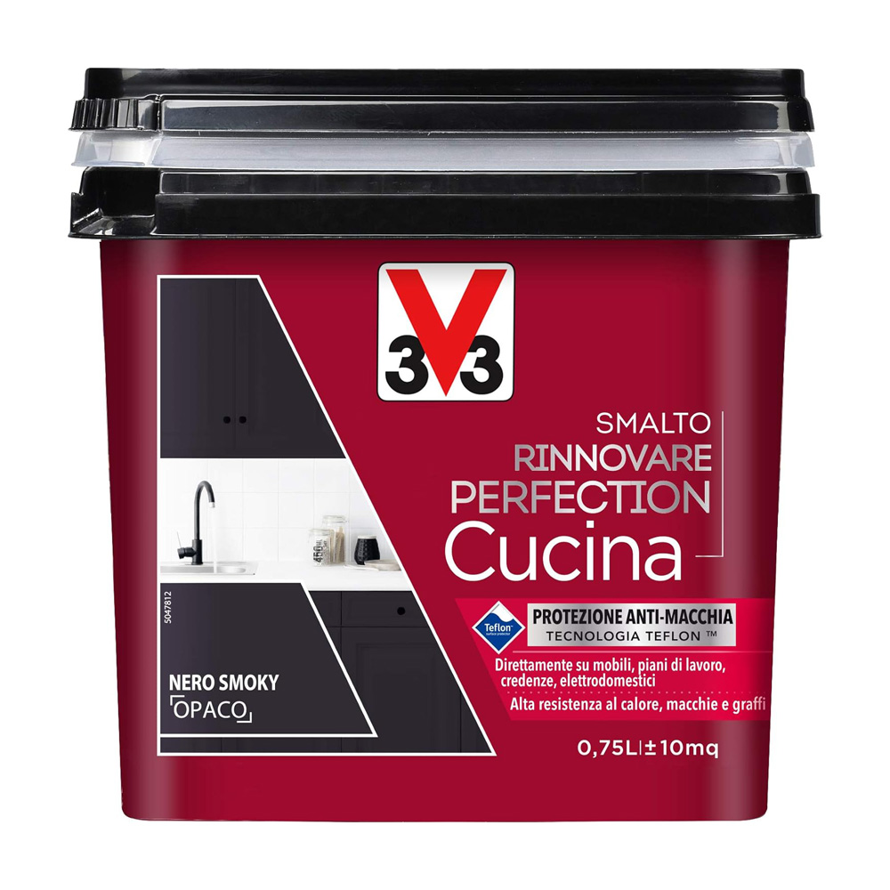 Smalto all'acqua rinnovare perfection cucina 750 ml v33 - nero smoky opaco.