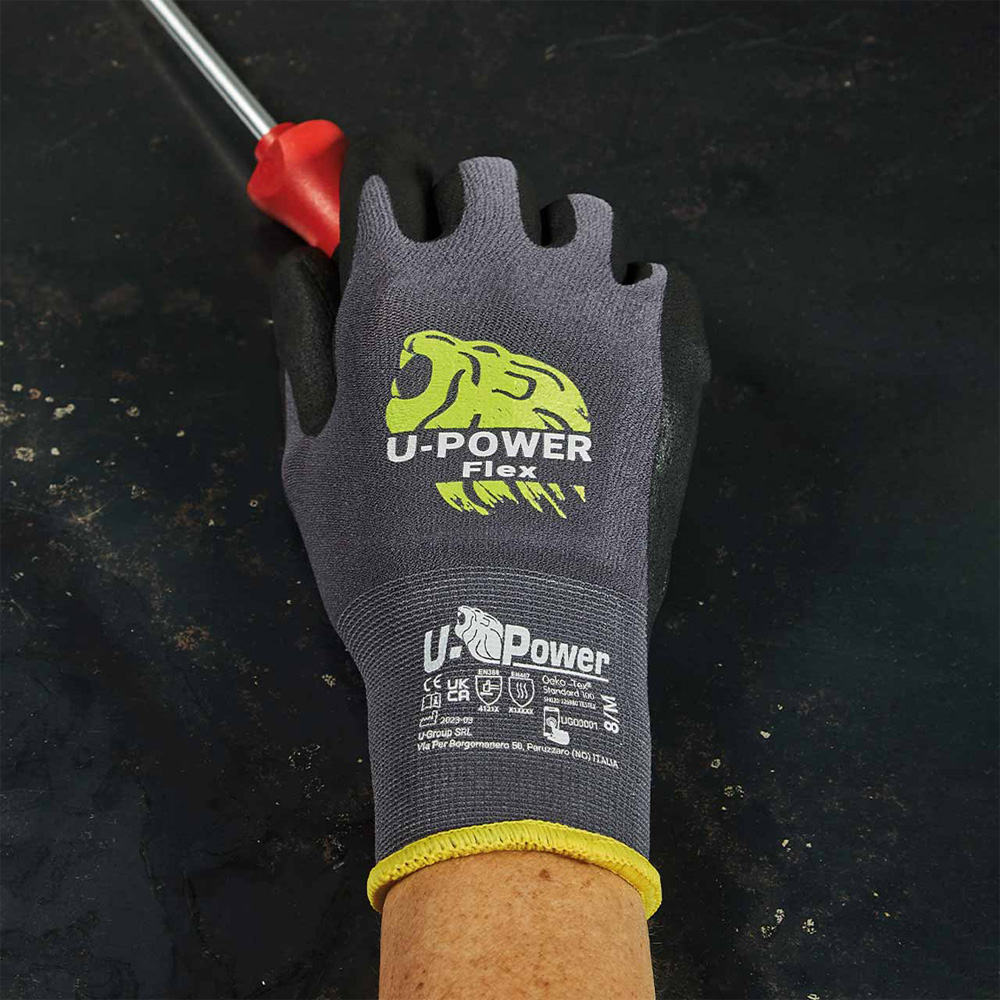 Guanti da Lavoro in Nitrile Flex Grigio U-POWER - Taglia 10