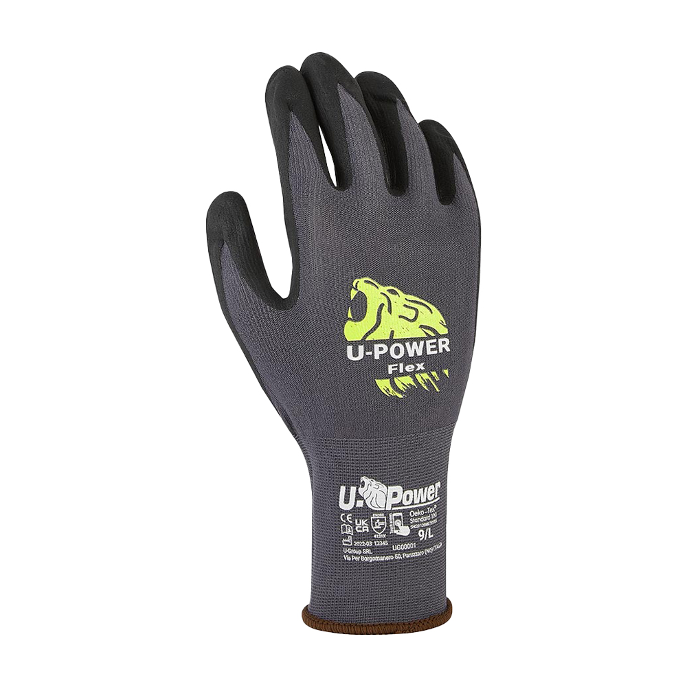 Guanti da Lavoro in Nitrile Flex Grigio U-POWER - Taglia 10