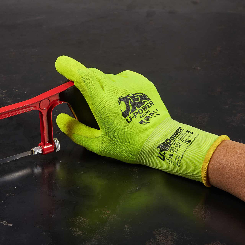 Guanti da Lavoro in Nitrile Icon Giallo Fluo U-POWER - Taglia 8