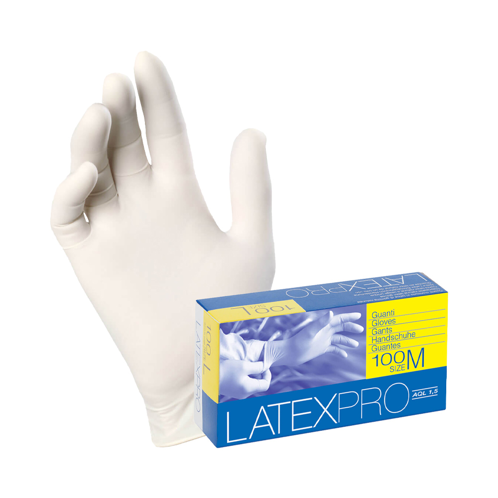 Guanti in Lattice Spessorati e Lubrificati 0,10 mm Tg.M Bianco FERWORK - 100 Pz