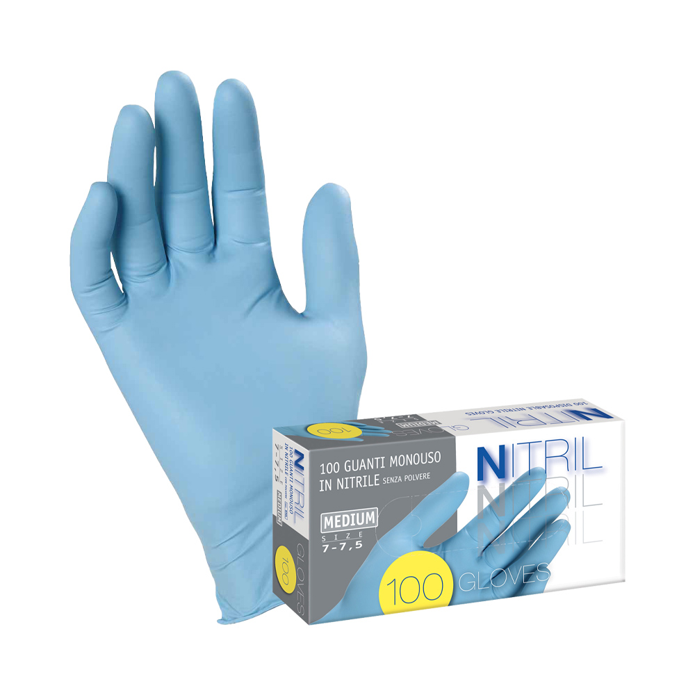 Guanti in Nitrile Spessorati 0,07 mm Taglia XL Azzurro AREXONS - Conf. 100 Pezzi