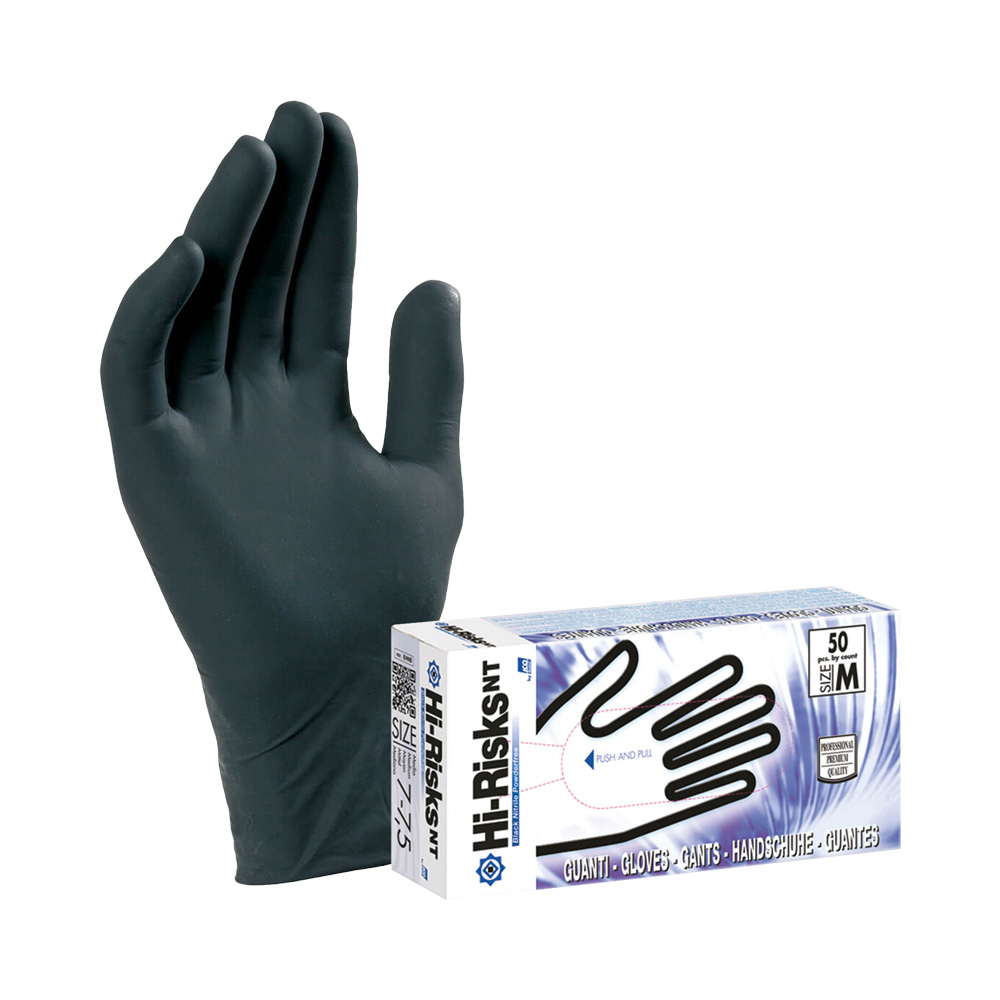 Guanti in Nitrile Spessorati 0,16 mm Taglia M Nero FERWORK - Conf. 50 Pz