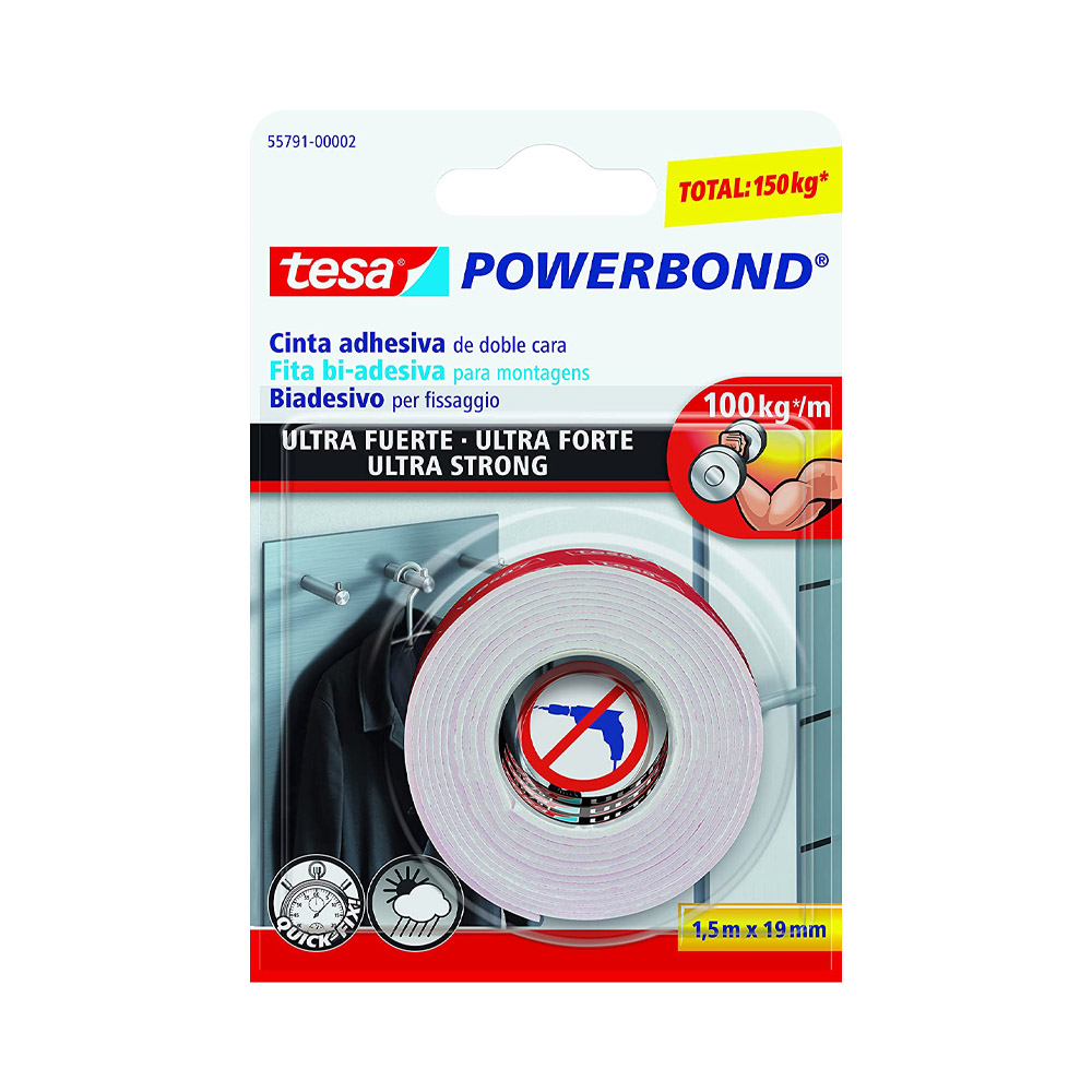 Nastro biadesivo ultra strong tesa powerbond 1,5 mt x 19 mm.