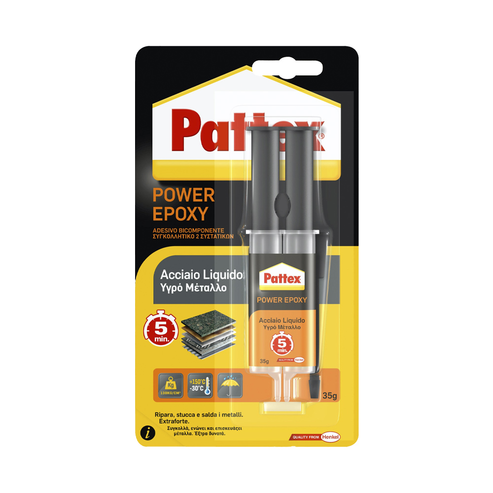 Adesivo Power Epoxy Acciaio Liquido PATTEX Siringa 35 g