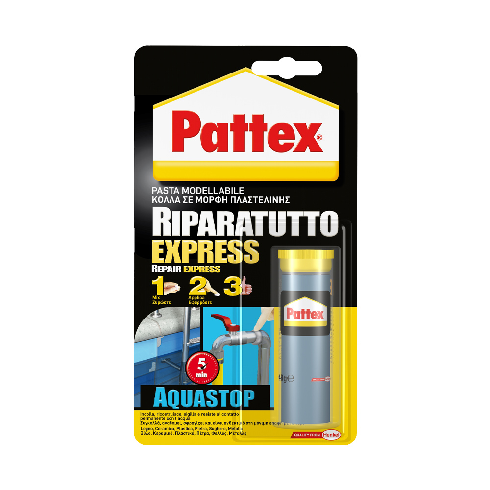 Adesivo in Pasta Modellabile Riparatutto Express Acquastop PATTEX 48 g