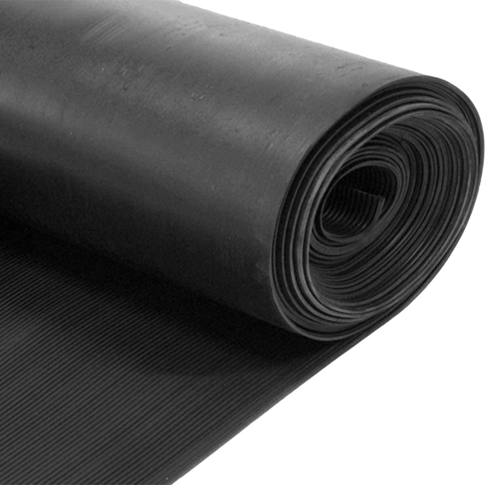 Tappeto in gomma 1000 righe 3 mm x 130h cm nero - vendita al metro lineare.